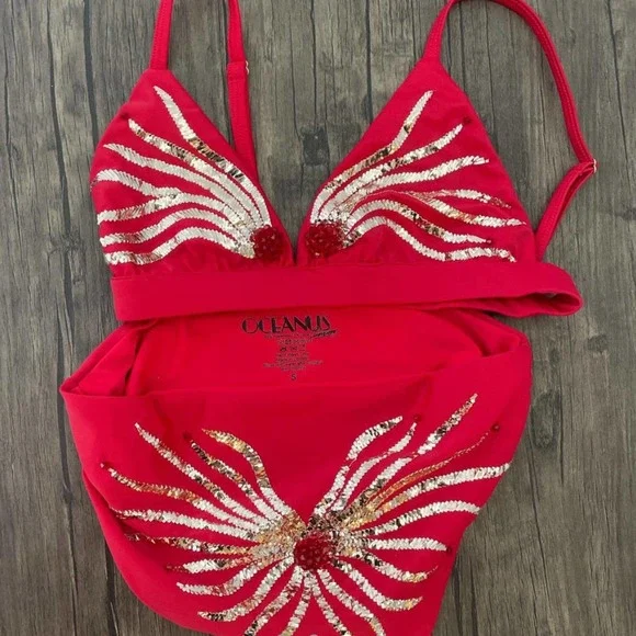 NWOT Oceanus Red Ursula Bikini Set - Picture 4 of 12